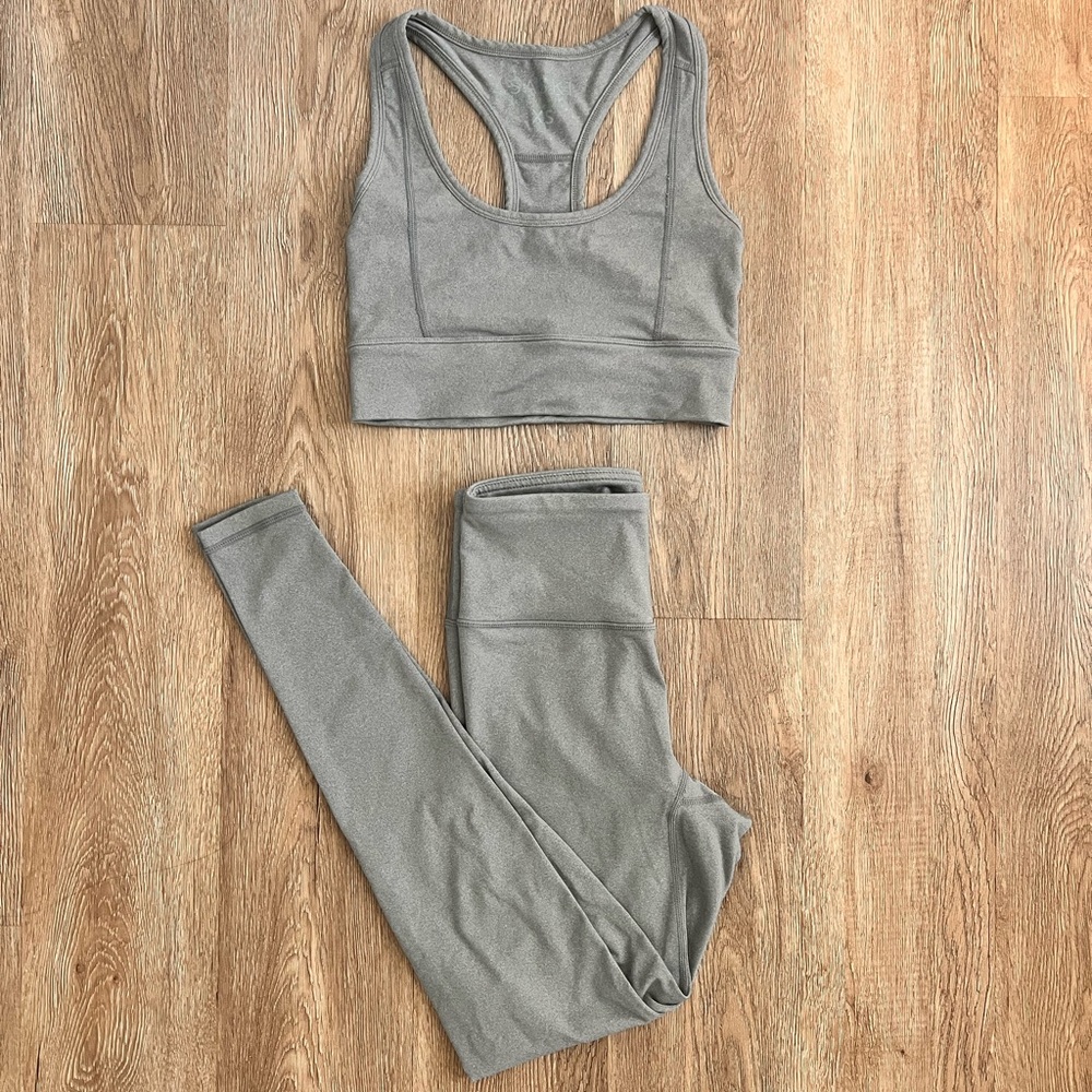Gray Sports Bra and Leggings Set